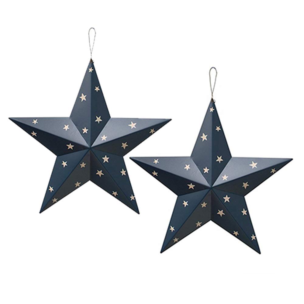 3pcs Patriotic Metal Barn Star Outdoor Indoor Hanging Wall Decor Ameriacn Star Ornaments 4th of July Decoration for 4th July Election Veterans Day Decoration