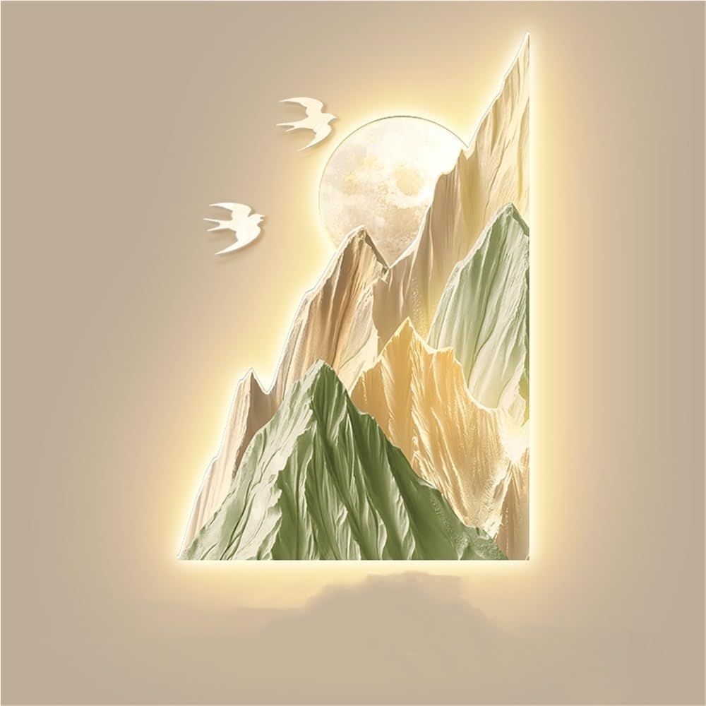 Luxury Crystal Porcelain Wall Art, Luminous Landscape Wall Decor, 3D-like Wall Decoration, Decorative Painting for Entryway, Living Room(B,15.7x23.6in)