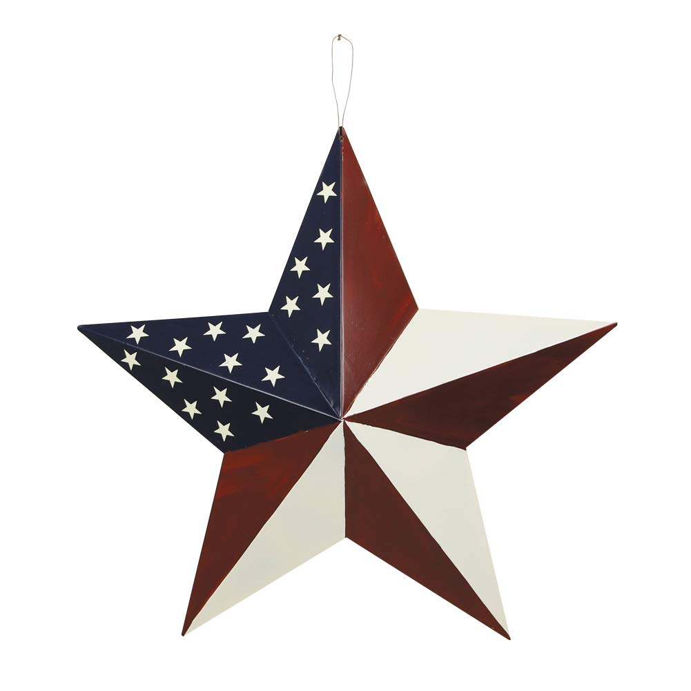 American Barn Star, Metal Patriotic Old Glory Americana Flag Barn Star Wall Decor for July of 4th Independence Day (L-Stars)