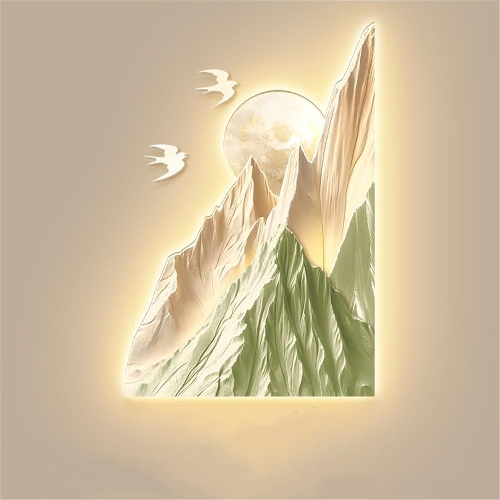 Luxury Crystal Porcelain Wall Art, Luminous Landscape Wall Decor, 3D-like Wall Decoration, Decorative Painting for Entryway, Living Room(B,15.7x23.6in)