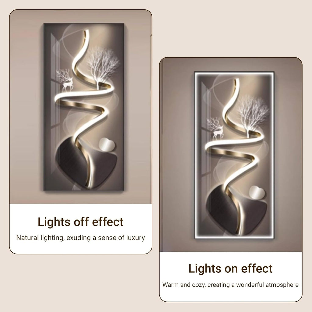 Metal Framed Wall Art, 3D Led Wall Art Painting, Luxury 3D Wall Decor, Large Modern Abstract Vertical Living Room Wall Decor, for Living Room Bedroom Hallway(E,60 * 120cm/23.6 * 47.2in)