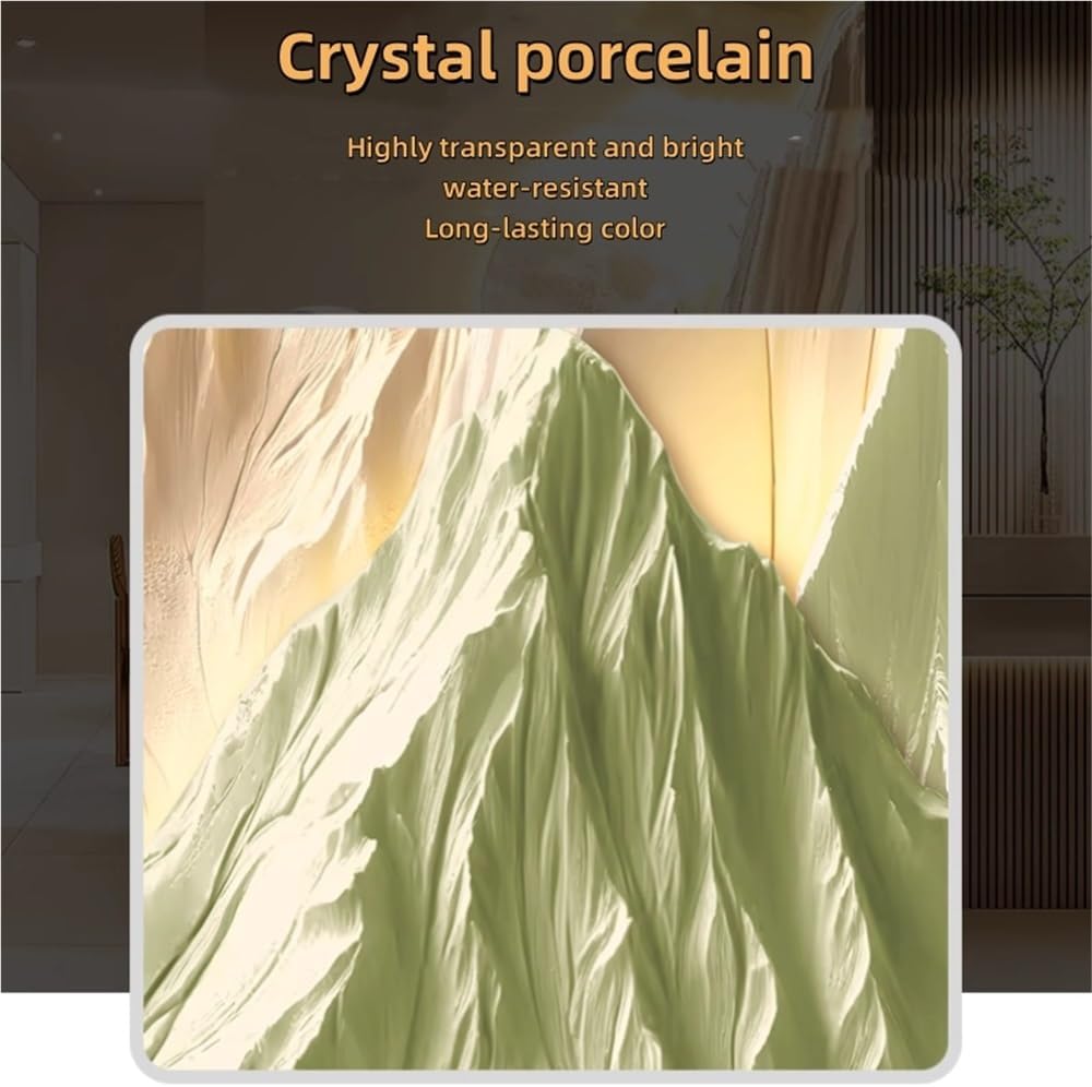 Luxury Crystal Porcelain Wall Art, Luminous Landscape Wall Decor, 3D-like Wall Decoration, Decorative Painting for Entryway, Living Room(B,15.7x23.6in)