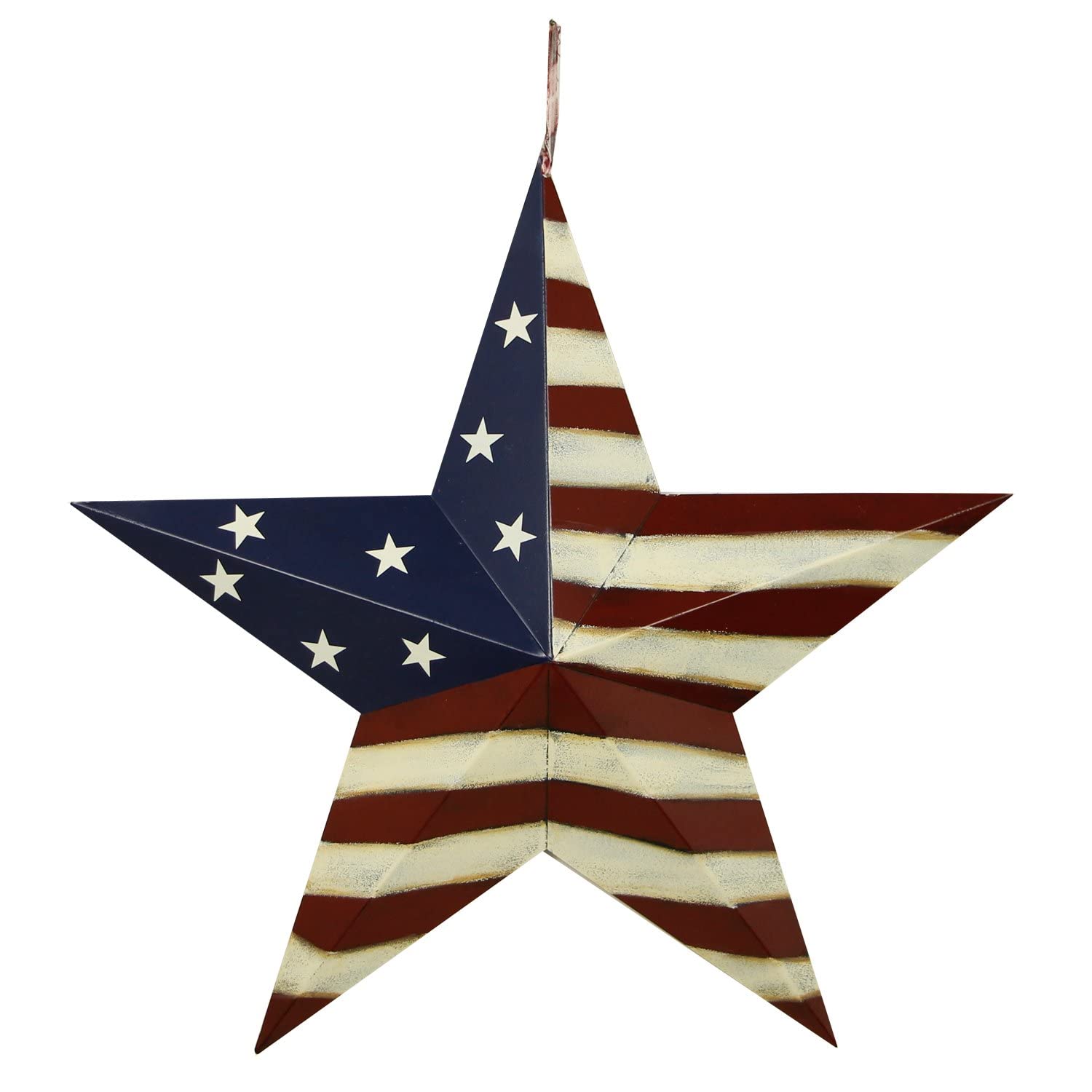 American Barn Star, Metal Patriotic Old Glory Americana Flag Barn Star Wall Decor for July of 4th Independence Day (L-Stars)