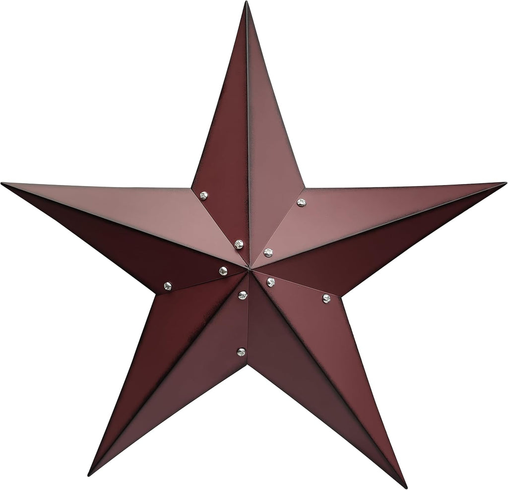 JoyEvy 24" Rustic Metal Barn Star Wall Decor-Handmade Red Barn Stars Indoor or Outdoor Decoration,Star for Outside Texas Stars Art Vintage Western Country Home Farmhouse Wall art Décor.