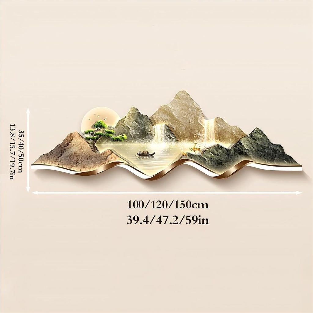 Large LED Wall Art For Living Room 3D,with Plug-in & Remote Control,Modern Luxury Crystal Porcelain Wall Decor， For Living Room, Bedroom, Office & Entryway(C,150 * 50cm)