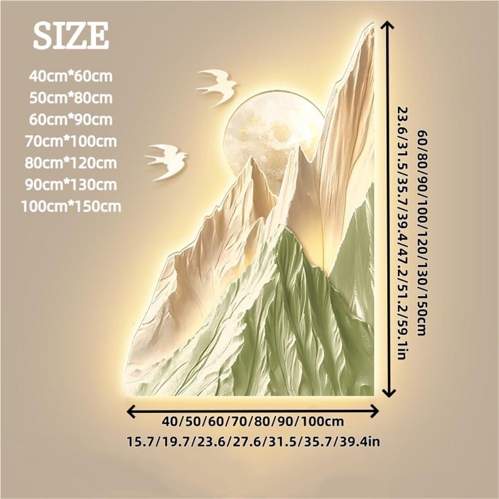 Luxury Crystal Porcelain Wall Art, Luminous Landscape Wall Decor, 3D-like Wall Decoration, Decorative Painting for Entryway, Living Room(B,15.7x23.6in)