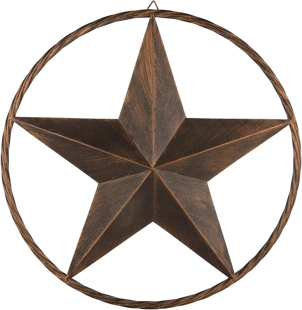 Ontrip 24" Metal Barn Star Wall Decor, Rustic Western Lone Star Metal Wall Art, Powder-Coated Iron, Indoor/Outdoor Porch Patio Fence Fireplace Farmhouse Decor, Housewarming Gift