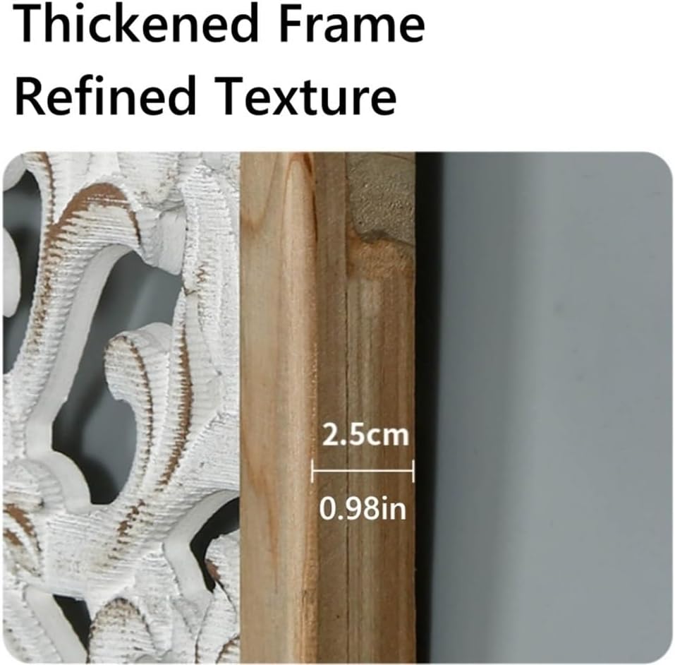 Distressed White Hand Carved Floral Wood Arched Wall Decor Farmhouse Style