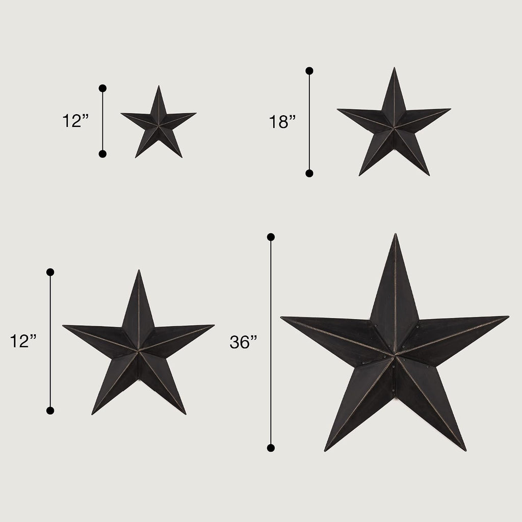 The Hearthside Collection CWI Gifts Metal Barn Star - 36 inch Galvanized Hanging Star - Farmhouse Wall Decor - Black