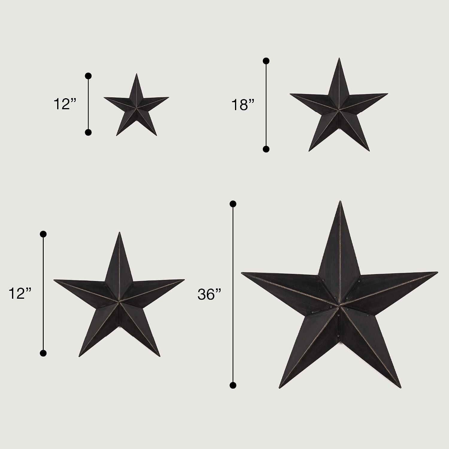 The Hearthside Collection CWI Gifts Metal Barn Star - 36 inch Galvanized Hanging Star - Farmhouse Wall Decor - Black