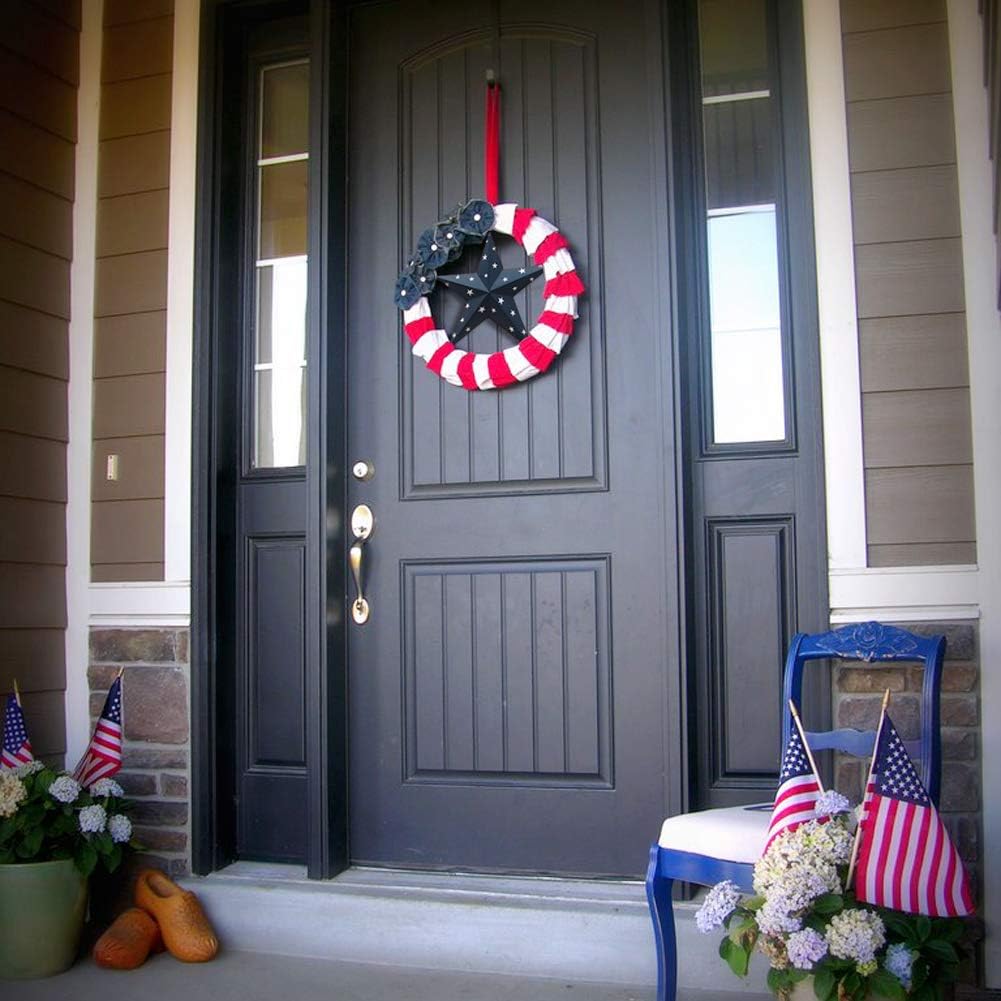 Patriotic Metal Barn Star Wall Decor Set of 3, 12’’ Hanging Country Rustic Metal Star for July 4th Decoration (3 Pack)
