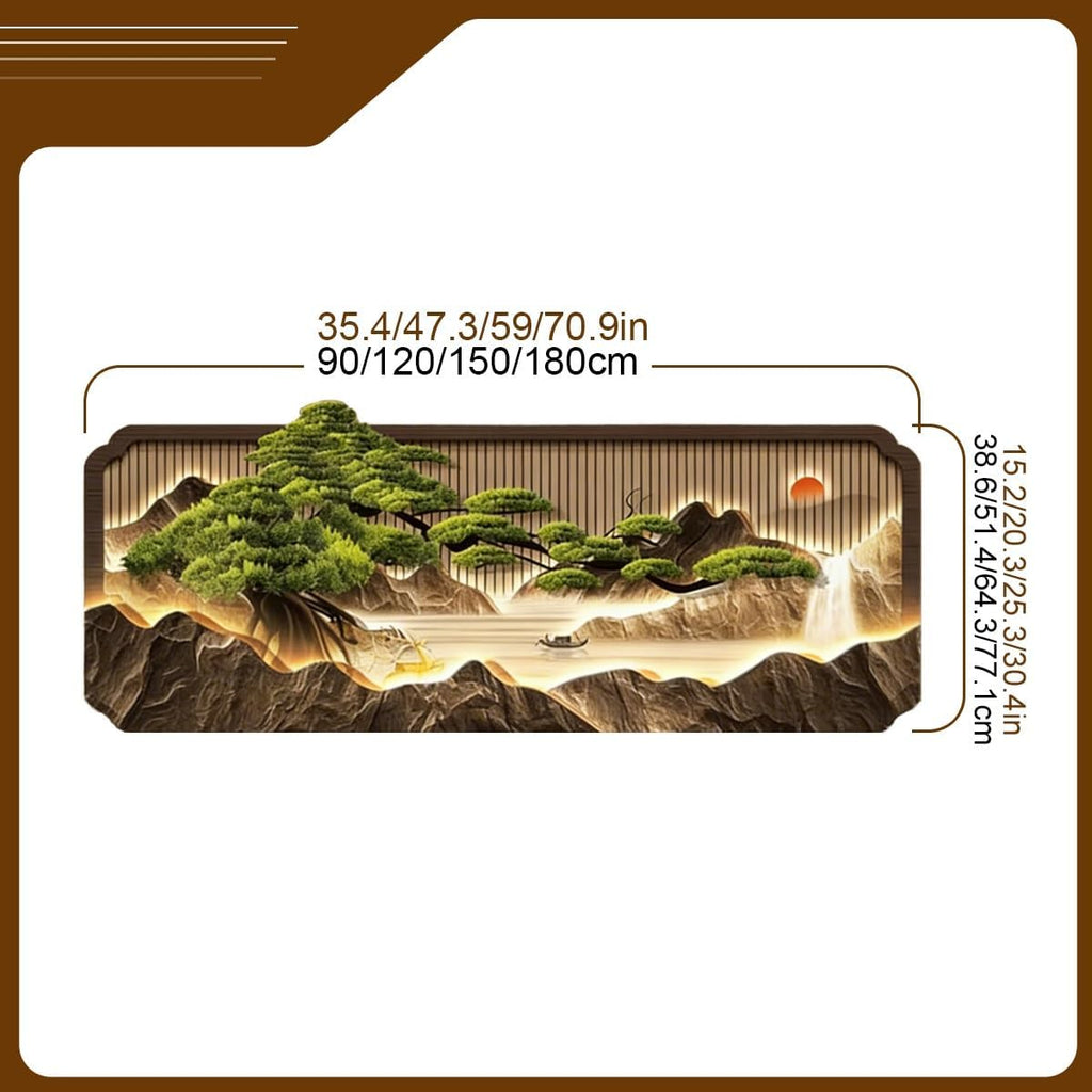 35.4×15.2in Chinese Landscape 3D LED Crystal Porcelain Wall Art