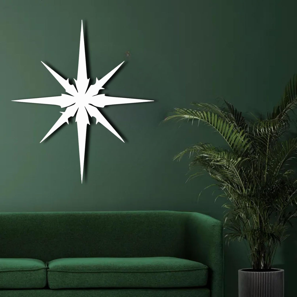 ENJOYOO Metal Starburst Wall Decor, Metal Starburst, Star Burst Wall Decor, Wall Art Starburst for Living Room, Bedroom, Outdoor (Black, 19×16in/47×41cm, metal wall art)