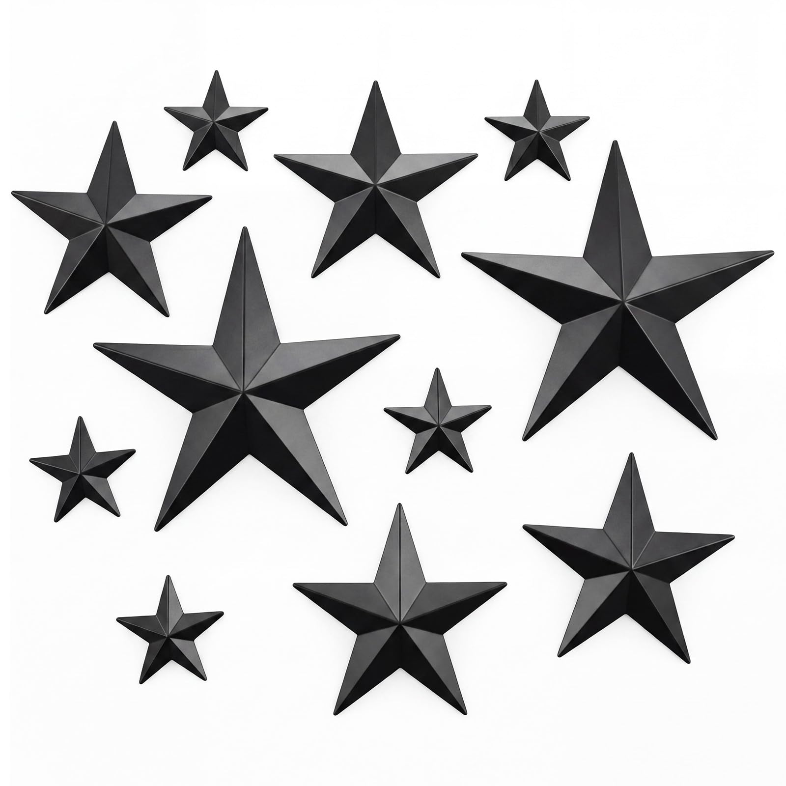 Hotop 9 Pcs 4/8/12 Inch Metal Barn Stars Wall Decor Rustic Vintage Western Farmhouse Decoration Hanging Iron Star Art for Crafts Home Independence Day Indoor Outdoor (Red Blue White,Bright)