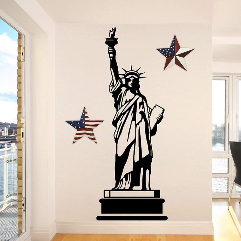 Patriotic Metal Barn Star Hanging Wall Decor 3D Dimensional Star Barn Outdoor Indoor for 4th of July Election Veterans Day Decoration