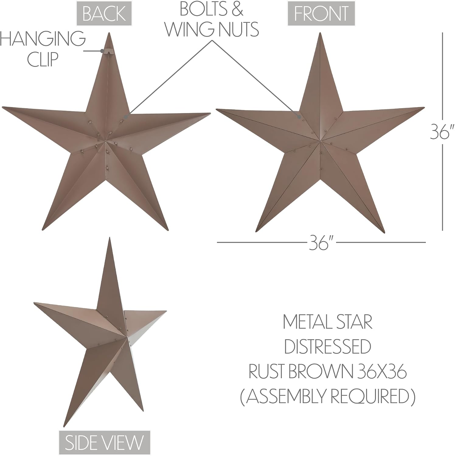 36x36 Distressed Metal Star Patriotic Wall Art Rustic Farmhouse Ornament