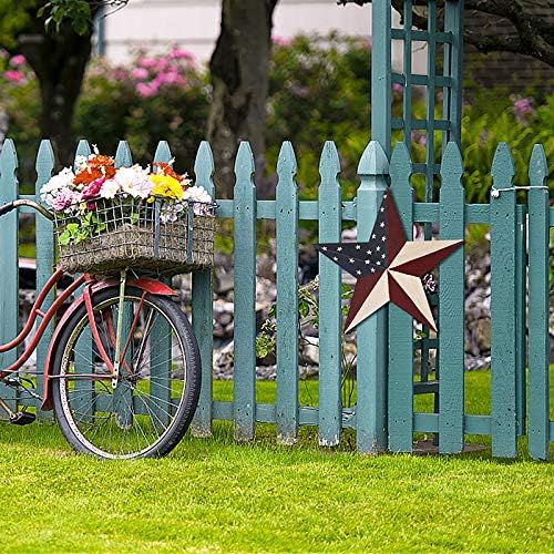 3pcs Patriotic Metal Barn Star Outdoor Indoor Hanging Wall Decor Ameriacn Star Ornaments 4th of July Decoration for 4th July Election Veterans Day Decoration