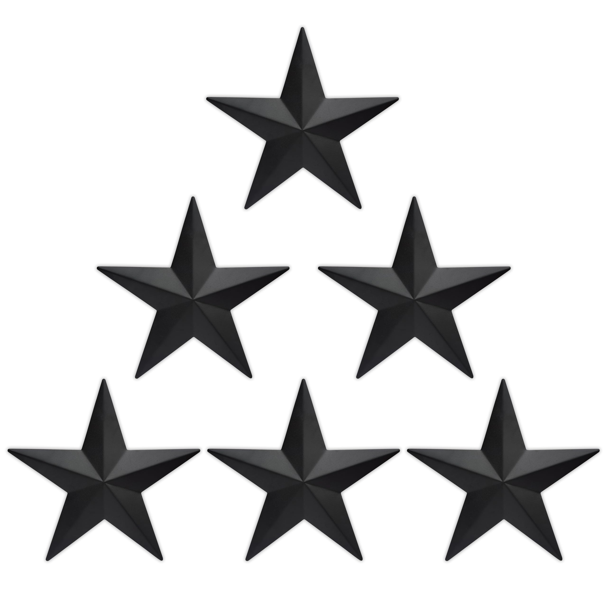 COOZZYHUOR 6"9”12" Metal Barn Star Wall Decor,Texas Stars Art,Rustic Vintage Western Country Farmhouse Home Indoor or Outdoor Decoration,Set of 3（Black）