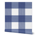Peel & Stick Wallpaper 12ft x 2ft - Navy Buffalo Plaid Check Gingham Blue White Painted Large Custom Removable Wallpaper by Spoonflower