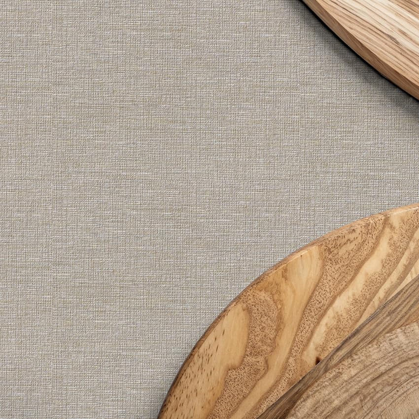 Light Brown Woven Fabric Peel and Stick Wallpaper Subtle Linen Texture Grasscloth Washable Thick Self-Adhesive Contact Paper Removable (16.5"x236.2") S83