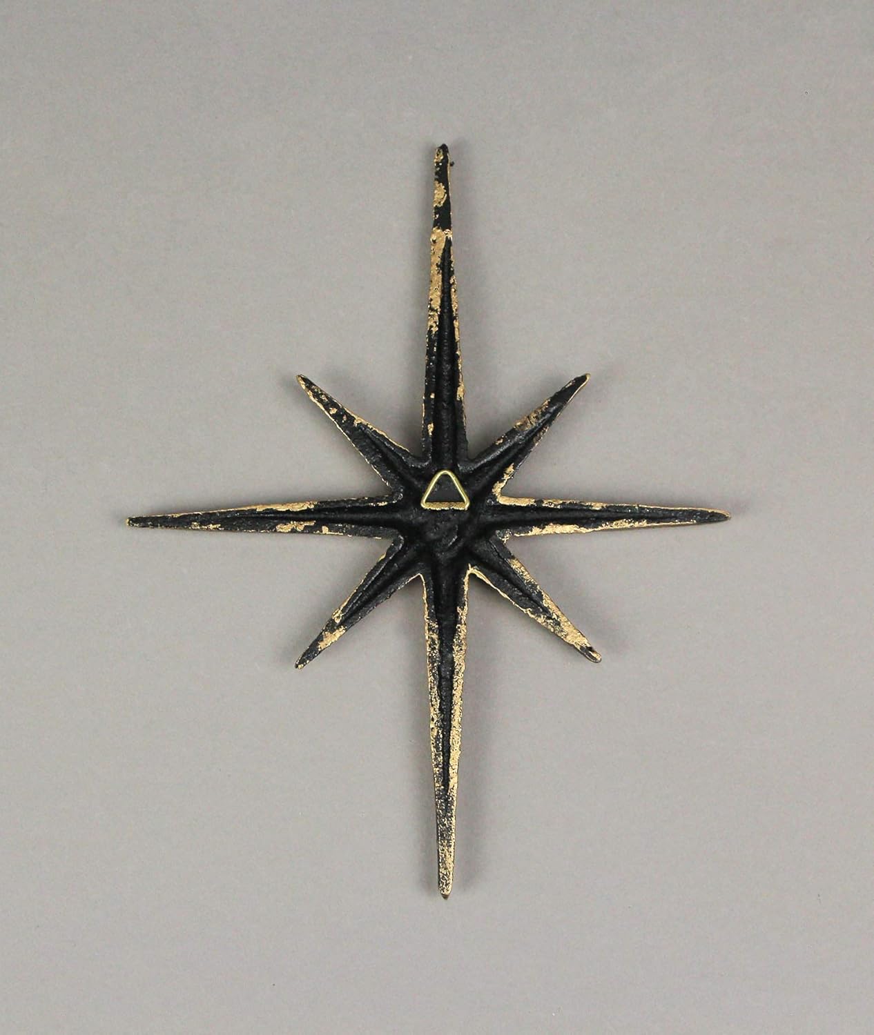 Zeckos Set of 3 Gold Finish Cast Iron 8-Pointed Atomic Starburst Wall Hangings - Mid-Century Modern Elegance - Easy Install - Perfect for Vintage and Eclectic Decor