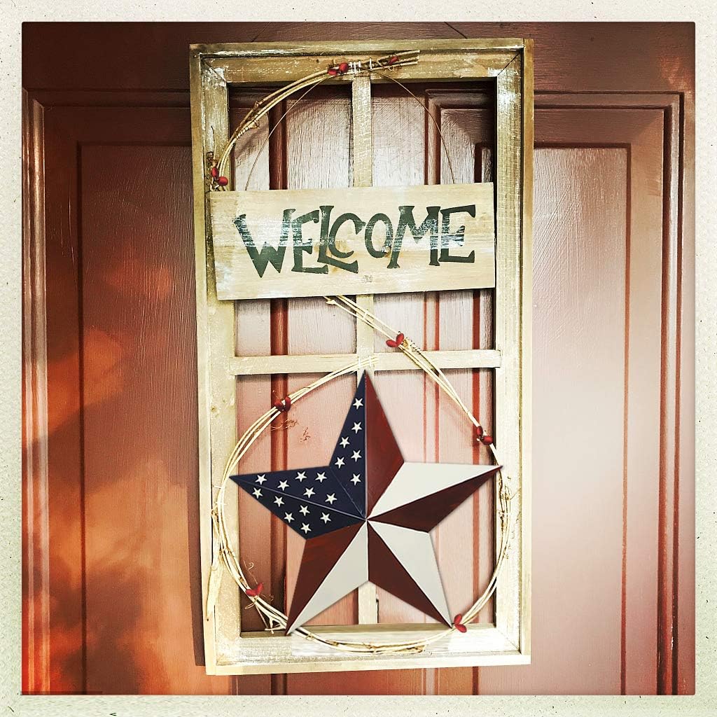 3pcs Patriotic Metal Barn Star Outdoor Indoor Hanging Wall Decor Ameriacn Star Ornaments 4th of July Decoration for 4th July Election Veterans Day Decoration