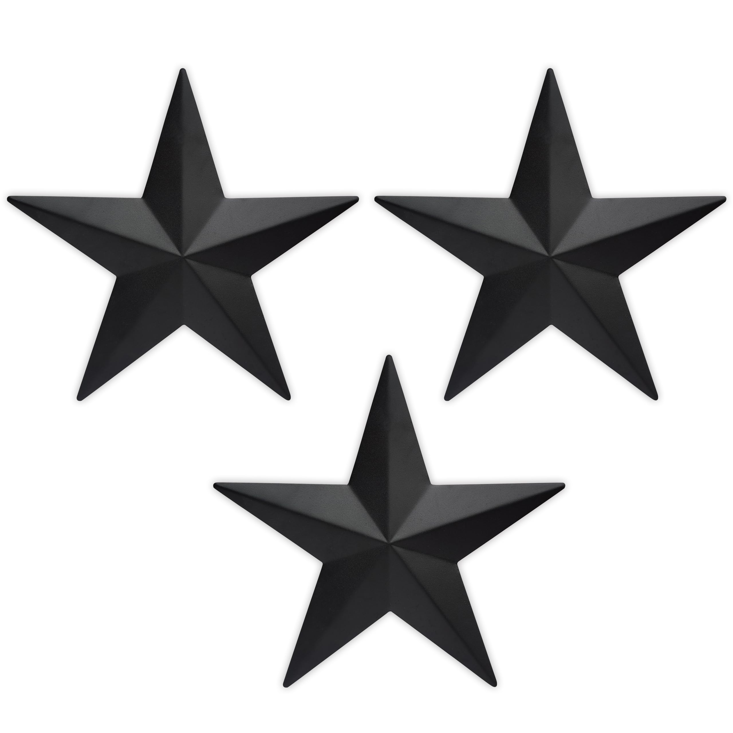 COOZZYHUOR 6"9”12" Metal Barn Star Wall Decor,Texas Stars Art,Rustic Vintage Western Country Farmhouse Home Indoor or Outdoor Decoration,Set of 3（Black）