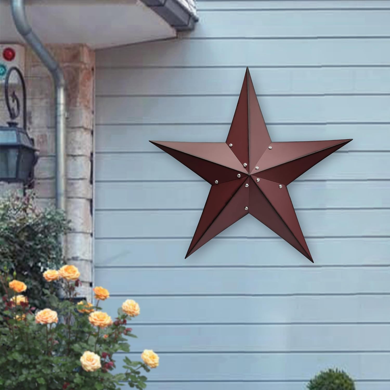 JoyEvy 24" Rustic Metal Barn Star Wall Decor-Handmade Red Barn Stars Indoor or Outdoor Decoration,Star for Outside Texas Stars Art Vintage Western Country Home Farmhouse Wall art Décor.