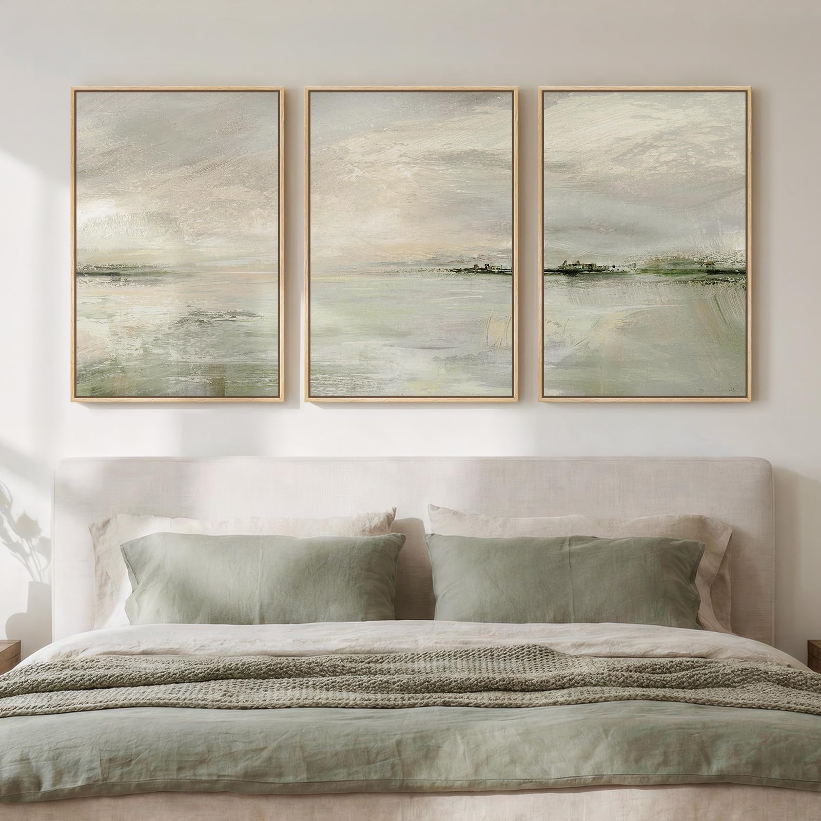 Large Framed Modern Elegant Abstract Wall Art for Living Room, 3 Piece Contemporary Blue and Gold Bright Prints Paintings Artwork for Walls, Luxury Pictures for Hallway Home Office Wall Decor 24x36 In