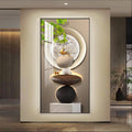 3D Led Wall Art Painting, 3D Wall Art Decor Stone Landscape Mural, Modern Luxury Decorative, for Living Room Bedroom Entrance Office Decor(Black Frame,35.4 * 70.9in)