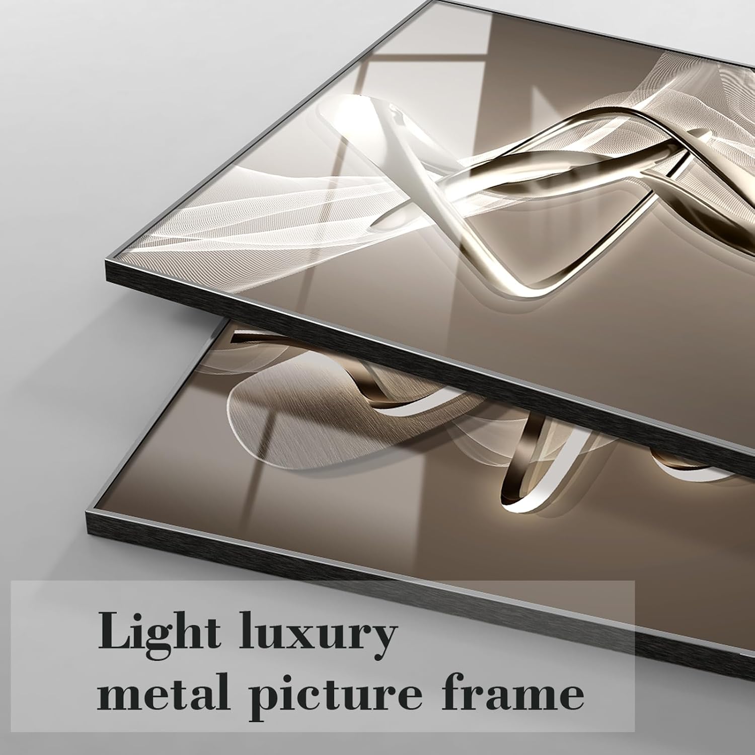 Azartslr Large Framed Modern Black Wall Art, Luxury 3 Pieces Aluminum Alloy Wall Decor for Living Room, Abstract Gray and White Home Bedroom Art Painting, Geometric Crystal Porcelain Artwork Dining Room Pictures Decoration 67''W x 24''H (Total)