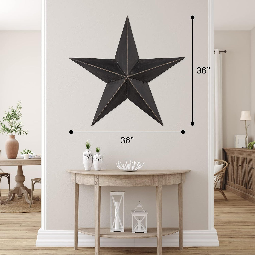 The Hearthside Collection CWI Gifts Metal Barn Star - 36 inch Galvanized Hanging Star - Farmhouse Wall Decor - Black