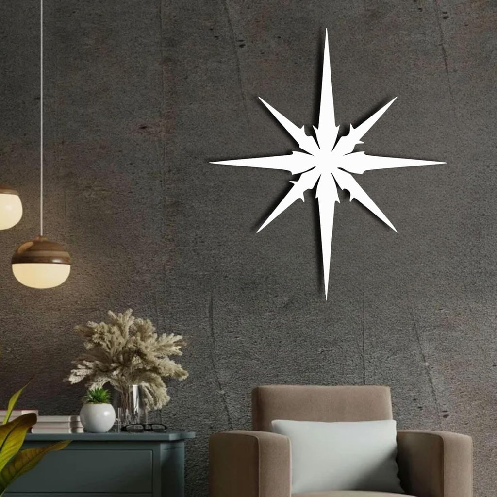 ENJOYOO Metal Starburst Wall Decor, Metal Starburst, Star Burst Wall Decor, Wall Art Starburst for Living Room, Bedroom, Outdoor (Black, 19×16in/47×41cm, metal wall art)
