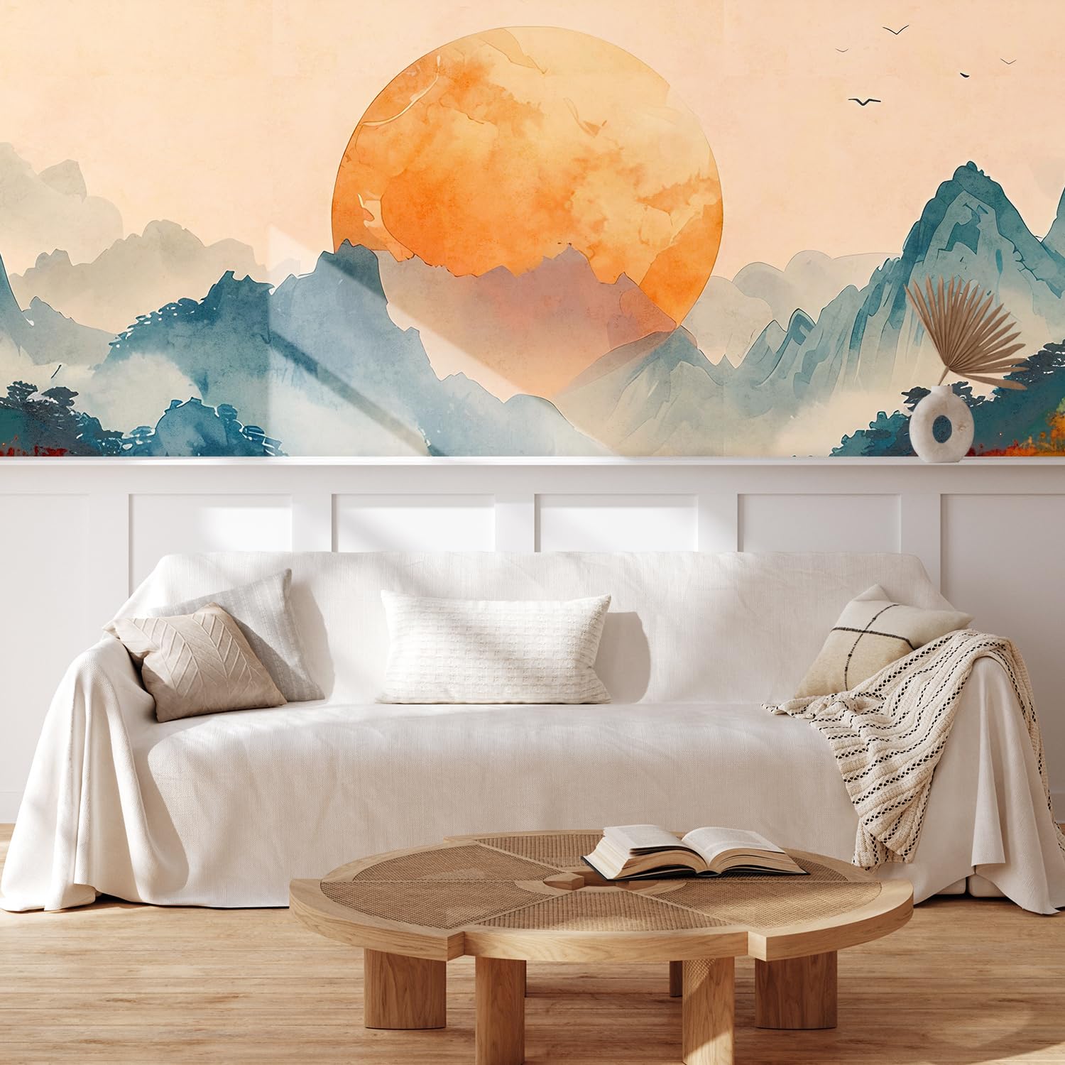 MUDECOR Wall Mural Vintage Countryside Village Illustrations Removable Self-Adhesive Wallpaper Wall Decoration for Bedroom Living Room - 48"x72"