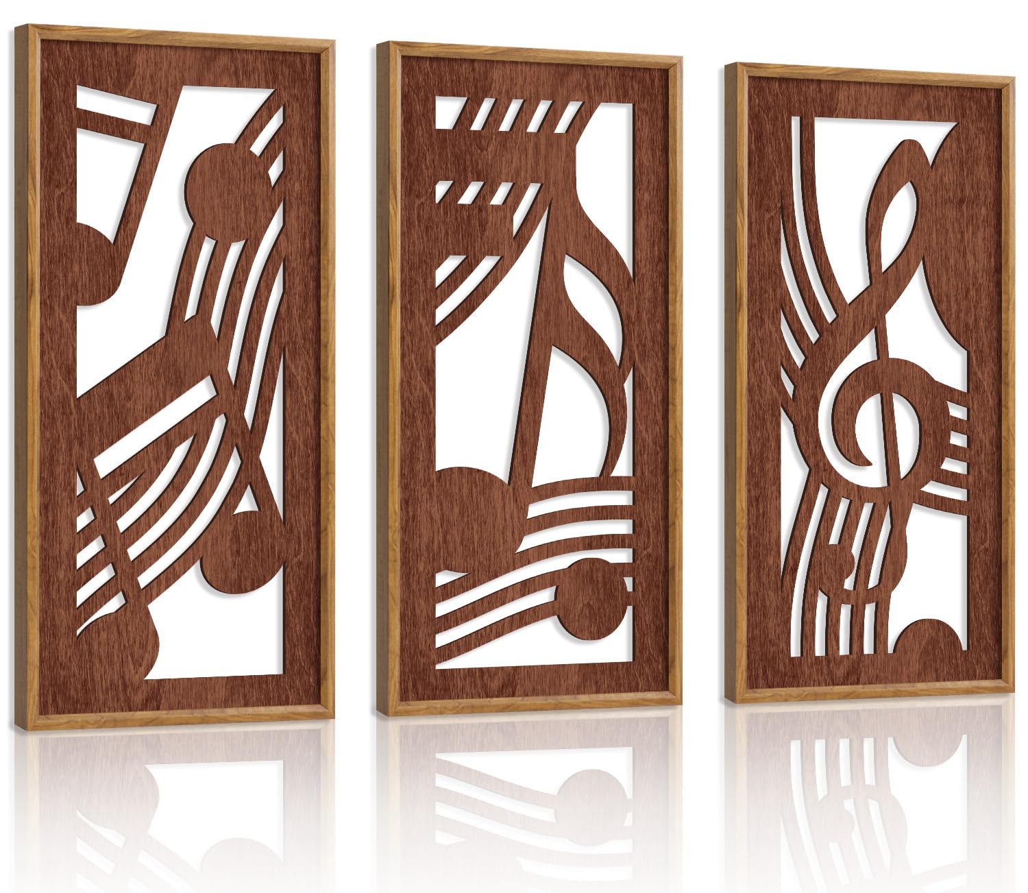 HPNIUB 3 PCS Boho Wall Decor, Minimalist Mid Century Abstract Geometric Line Carved Hanging Wood Sign for Living Room, 8x16Inch Modern Wooden Plaque Wall Art for Bedroom Office Apartment Decoration