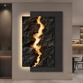 SFJATTA Modern Wall Art with Remote Control, UV Carved Crystal Porcelain Decorative Painting with Warm LED Light, Gold Flow Texture Landscape Wall Decor for Living Room Bedroom(Gray,31.5 * 18.9in)