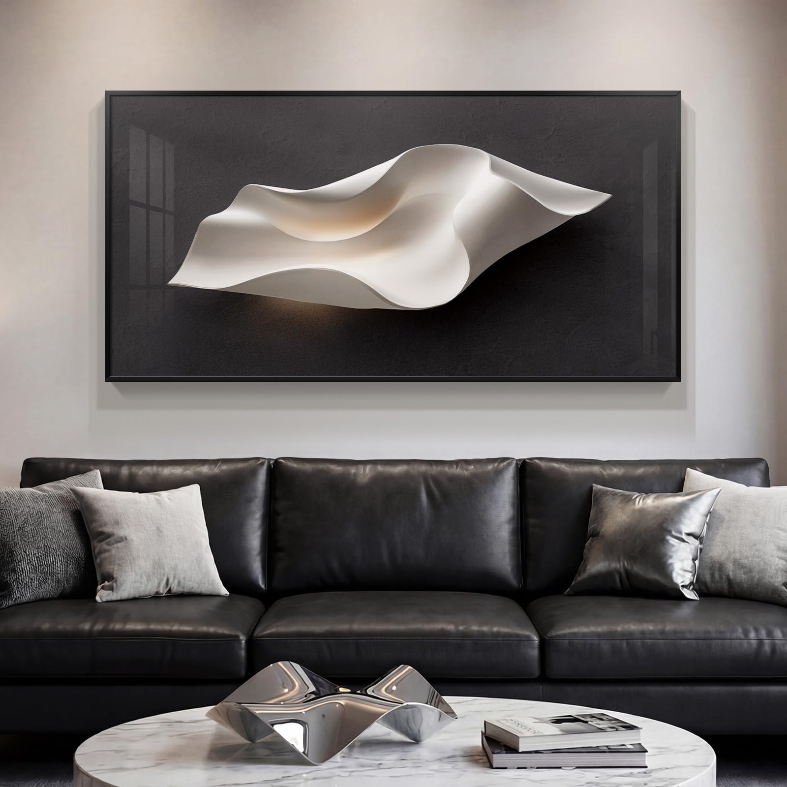 Large Framed Modern Luxury Gold Wall Art for Living Room, Horizontal Bright Style Artwork for Walls, Contemporary Geometric Picture Prints Painting Decor for Bedroom Hallway Dining Room 56x28 Inch