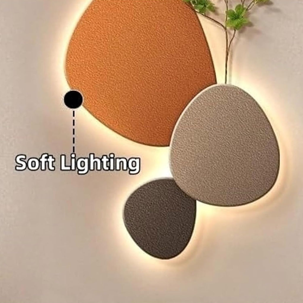 3D Crystal Porcelain Wall Art with LED Light, Entrance Decorative Painting with Faux Greenery, UV Carved Wall Art Sculpture for Living Room Hallway(Good Fortune A,50x100cm/19.7x39.4in)