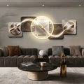 Modern Entrance 3D Wall Art Clock with Light,Crystal Porcelain Wall Art with Lights,Large 3D Creative Decorative Clock,for Office, Home, Bathroom, Kitchen, Bedroom(Silver 1,59 * 19.6in)