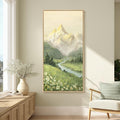 Framed Large Modern Mountain Wall Art for Living Room, Vertical Gold Bright Style Artwork for Walls, Luxury Landscape Scenery Painting Print for Entryway Hallway Stair Home Office Wall Decor, 30x60 In