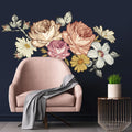 Romantic White Peony Wall Decals, Large Flower Vinyl Wall Art for Nursery & Wedding Decor, Botanical Stickers for Bedroom, Blush Floral Decal