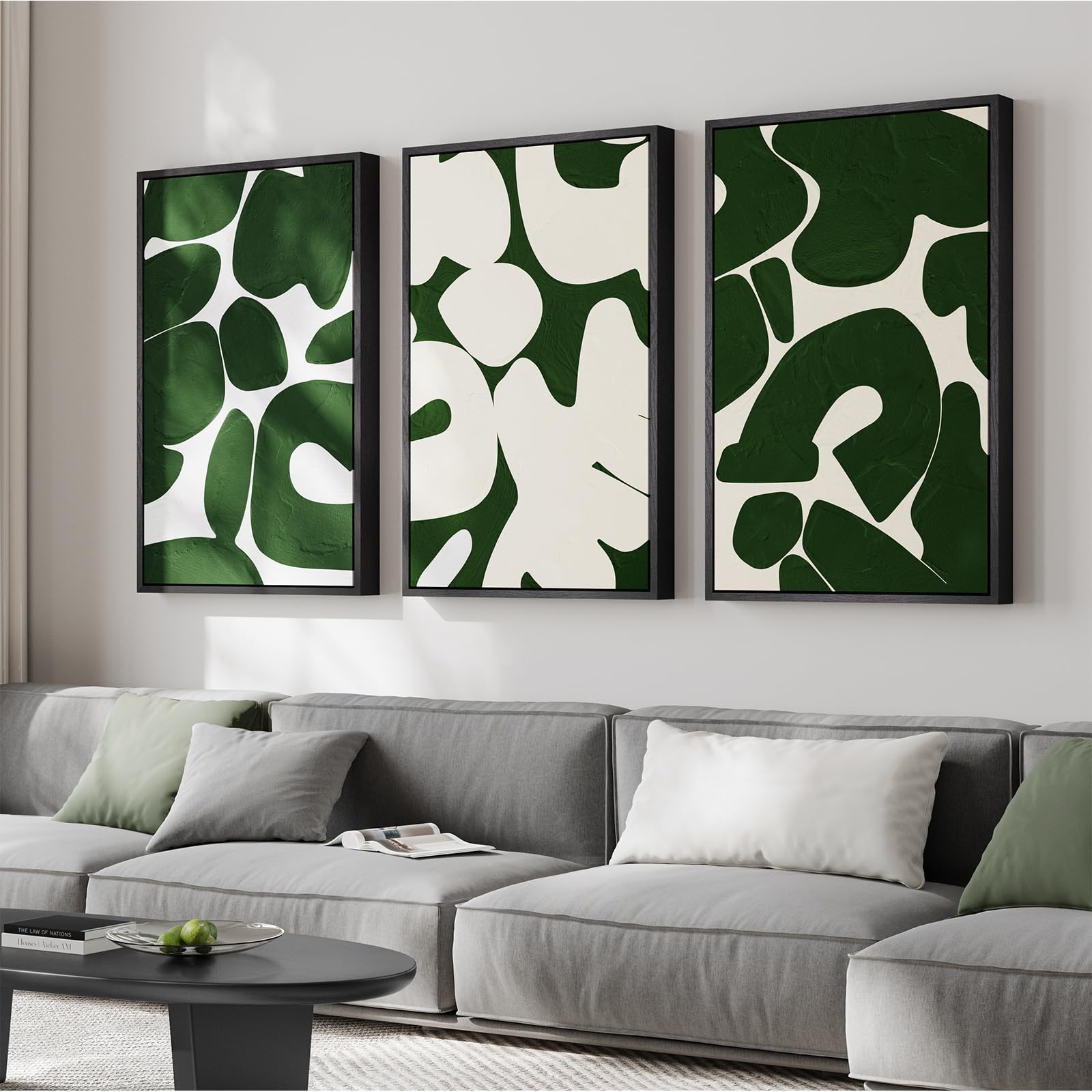 Large Framed Modern Elegant Abstract Wall Art for Living Room, 3 Piece Contemporary Blue and Gold Bright Prints Paintings Artwork for Walls, Luxury Pictures for Hallway Home Office Wall Decor 24x36 In