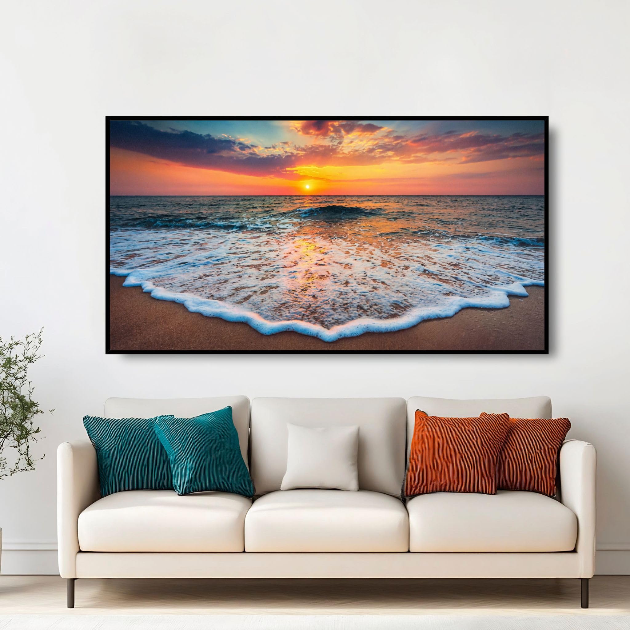 Extra Large Wall Art for Living Room Above Couch Bedroom Office, Gray White Modern Abstract Luxury Framed Crystal Porcelain Wall Decor, Waterproof Easy Clean Artwork for Home Hotel Restaurant 29x58 Inch