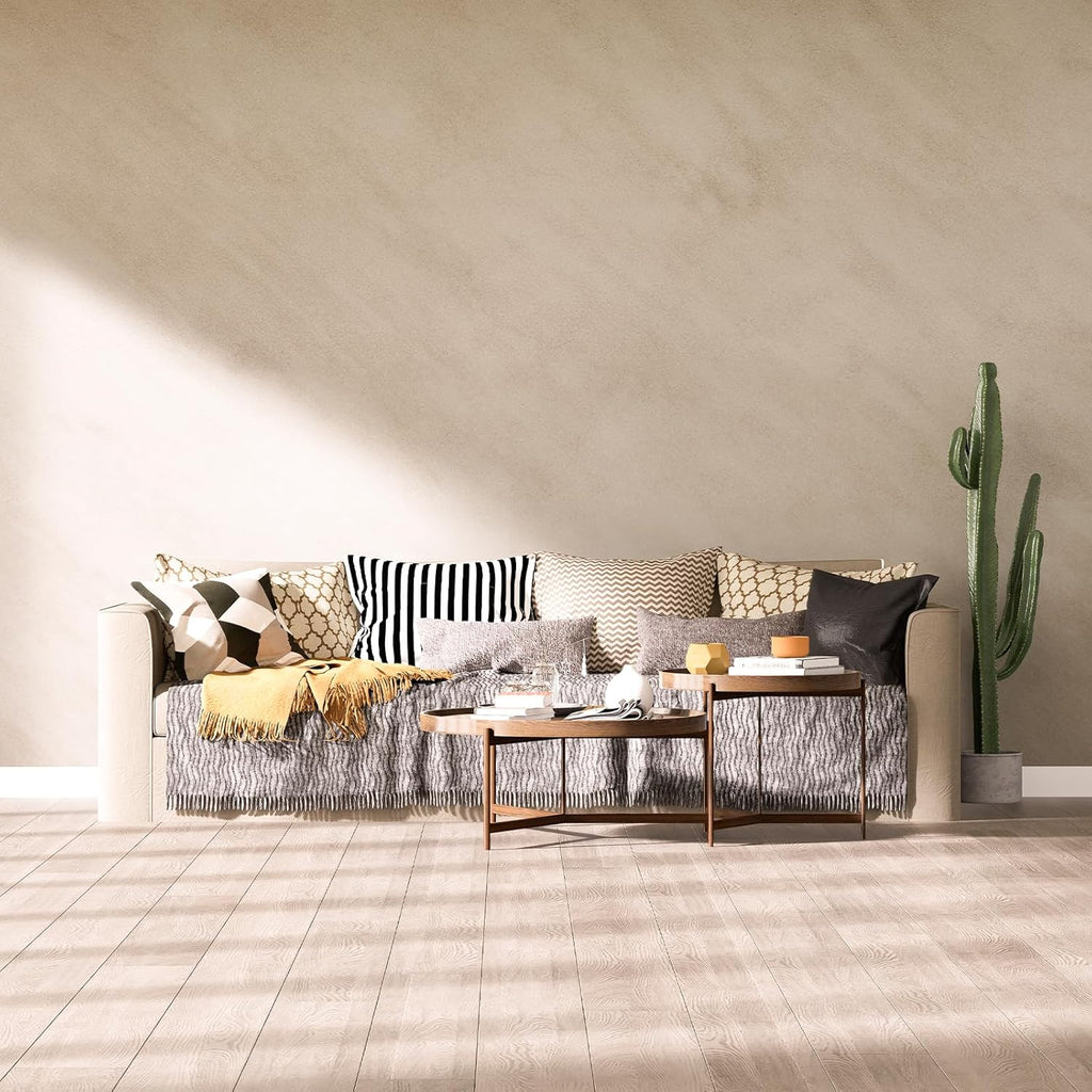 Bumoo Beige Limewash Peel and Stick Wallpaper 16" x 354"Concrete Cream and Ivory Contact Paper Self Adhesive Waterproof Matte Granite Wall Covering Vinyl Removable for Living Room Kitchen Bathroom Gym