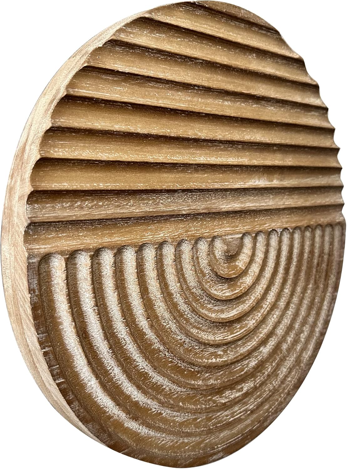 Musanpou Hand-carved Wood Wall Decor featuring Artistic Round Design for Farmhouse and Country-style Interiors | Wall Art Decoration | 11.8 inches x 11.8 inches (Natural)