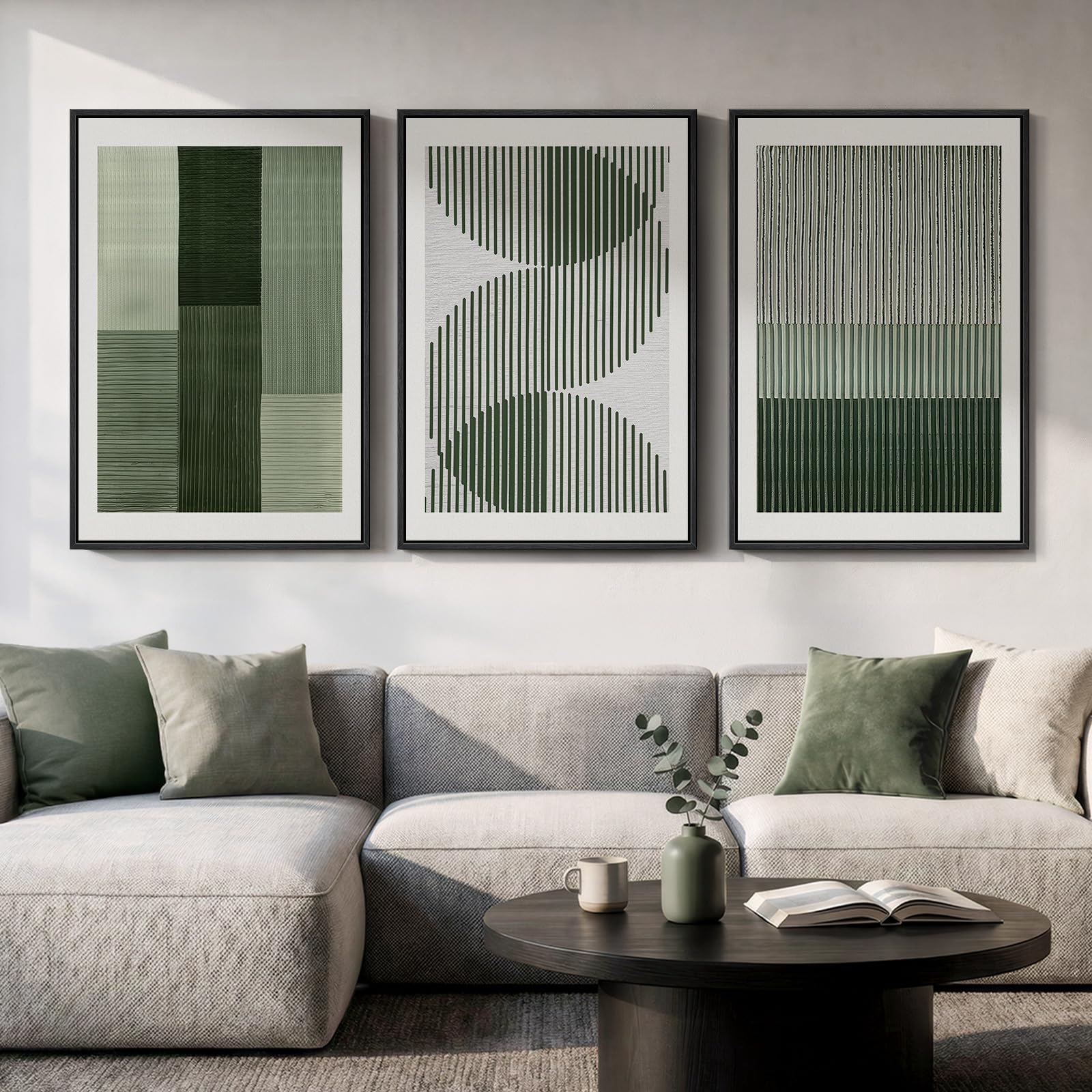 Large Framed Modern Elegant Abstract Wall Art for Living Room, 3 Piece Contemporary Blue and Gold Bright Prints Paintings Artwork for Walls, Luxury Pictures for Hallway Home Office Wall Decor 24x36 In