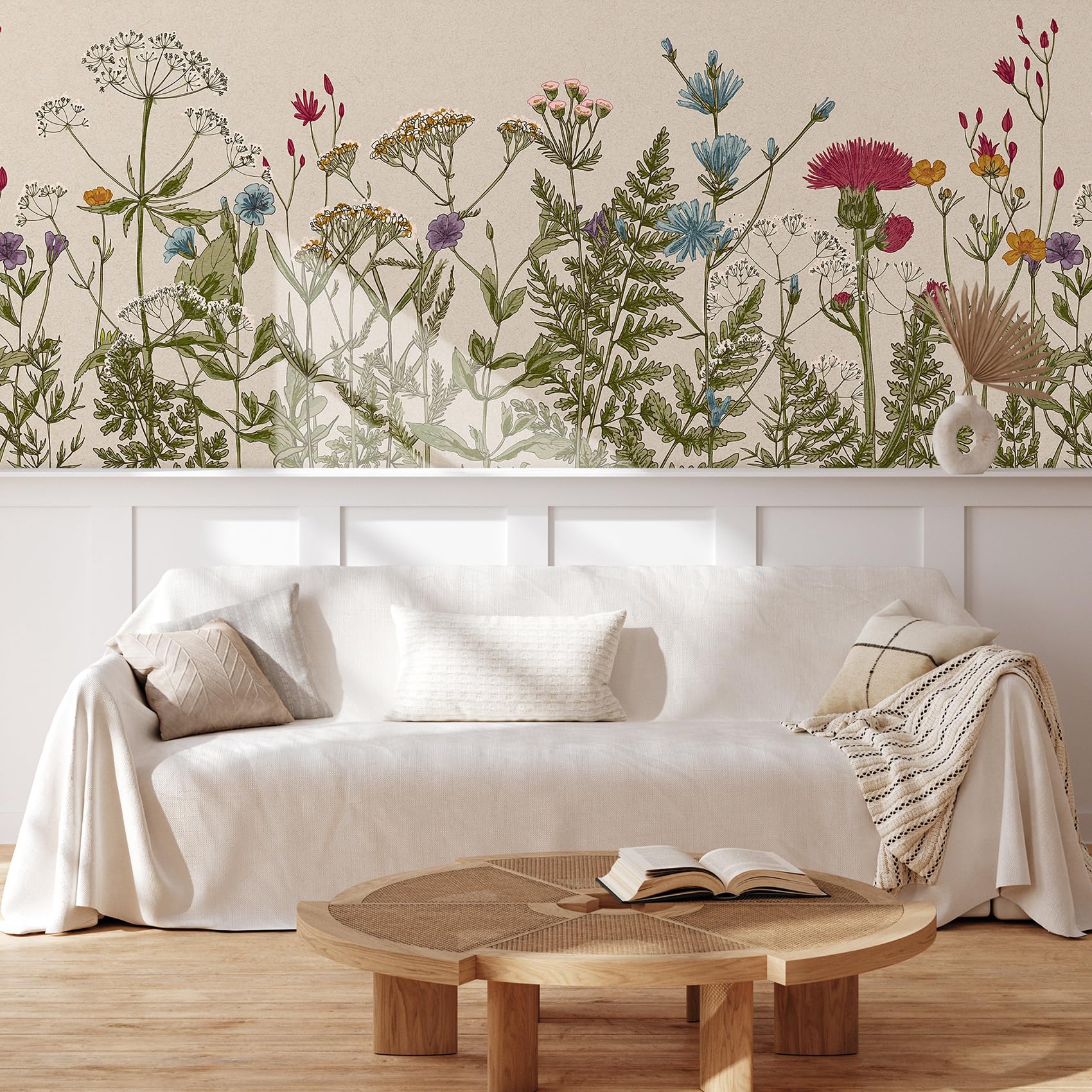 MUDECOR Wall Mural Vintage Countryside Village Illustrations Removable Self-Adhesive Wallpaper Wall Decoration for Bedroom Living Room - 48"x72"