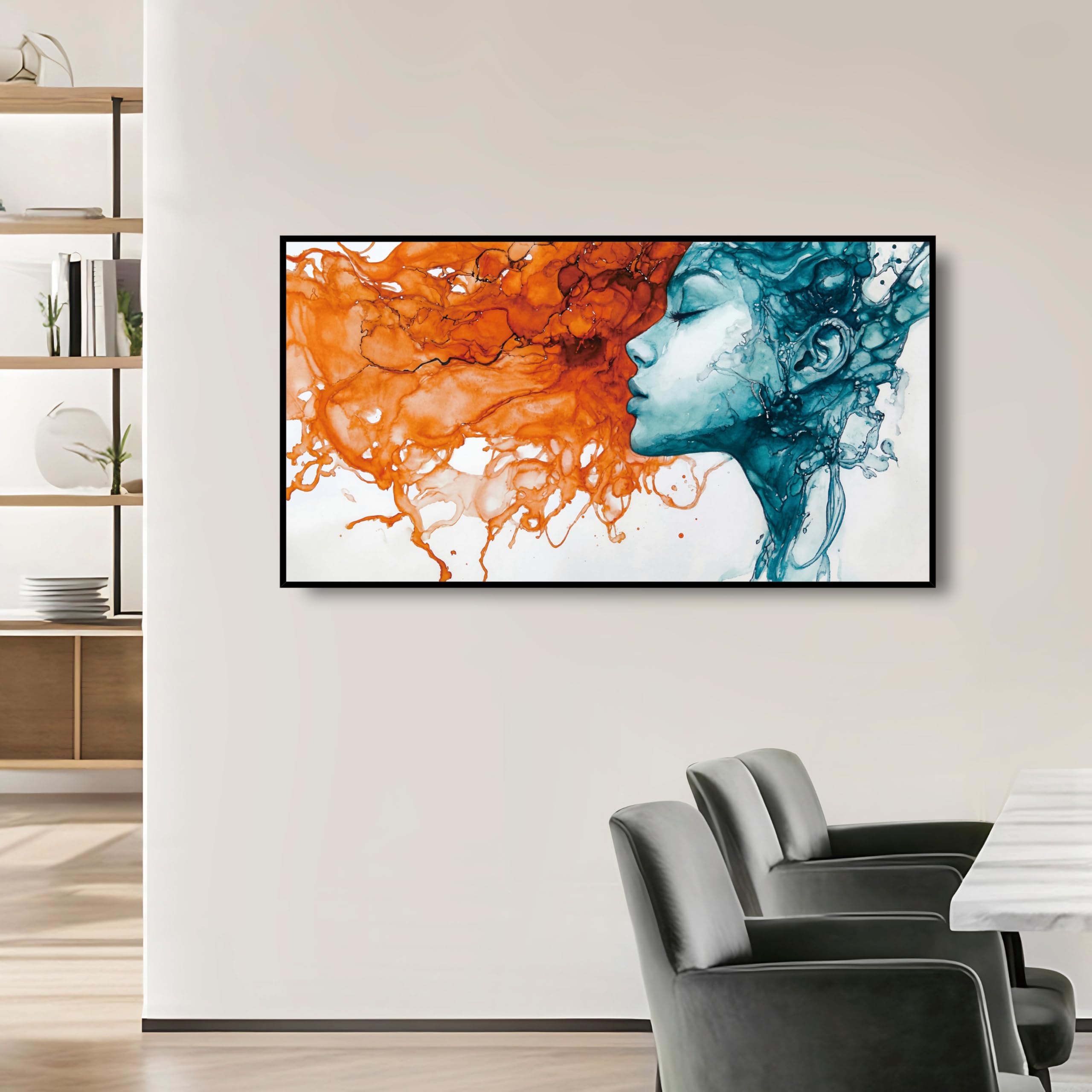 Extra Large Wall Art for Living Room Above Couch Bedroom Office, Gray White Modern Abstract Luxury Framed Crystal Porcelain Wall Decor, Waterproof Easy Clean Artwork for Home Hotel Restaurant 29x58 Inch