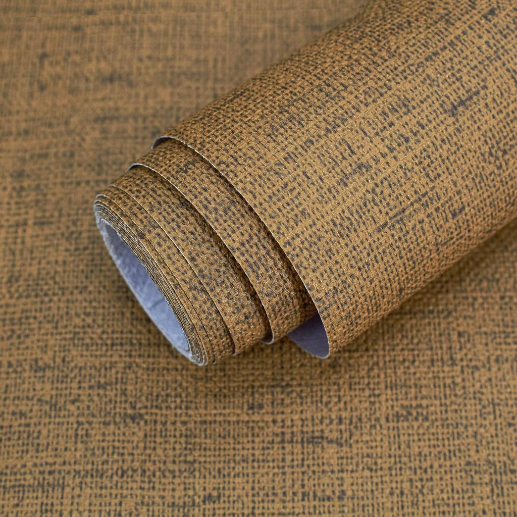 15.75"x787.4" Brown Grasscloth Wallpaper Peel and Stick Removable Textured Wall Paper Self Adhesive Contact Paper Faux Linen Cabinets Drawers Bookshelves Thickened Waterproof Shelf Vinyl Roll