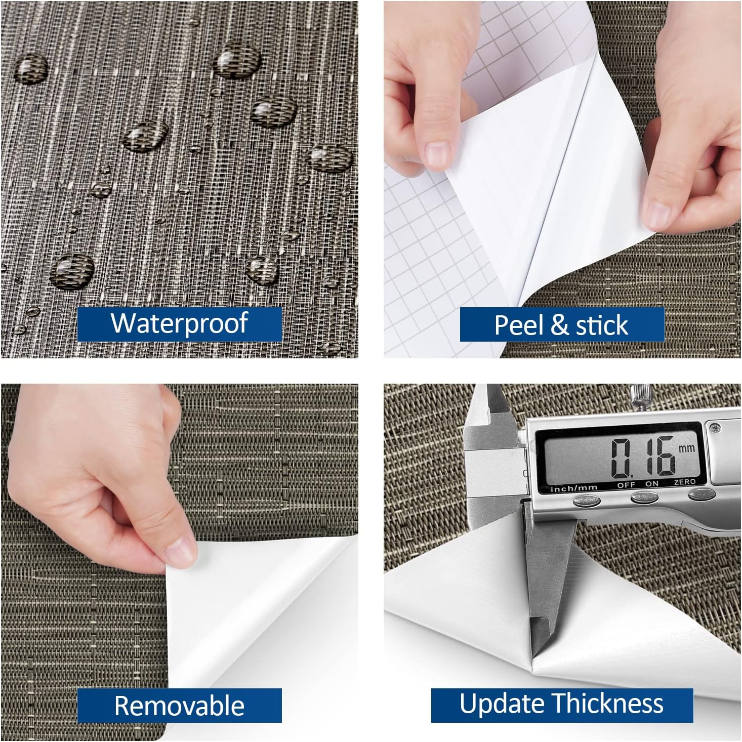 Textured Woven Grass Cloth Self-Adhesive Contact Paper for Kitchen Bathroom
